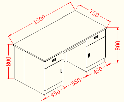 Table de travail de laboratoire en acier YR06013-2